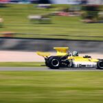 Monoplaza de carreras en circuito, ilustración del Gran Premio de México 2026